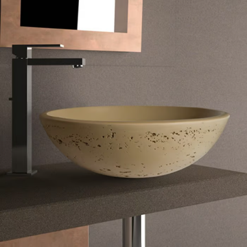 CIRCUS 43 TRAVERTINE - Countertop round washbasin by Glass Design - view 3